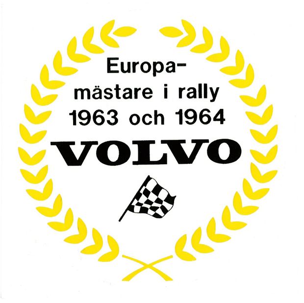 Dekal Europamästare i rally 63-64 i gruppen Volvo / PV/Duett / Øvrig / Dekaler / Dekaler 544/210 hos Jørgenrud Bil og Deler AS (120)