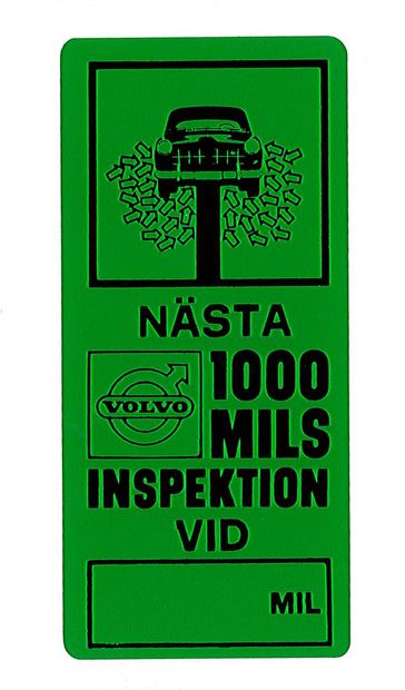 Dekal Nästa 1000-milsservice grön i gruppen Volvo / 140/164 / Øvrig / Dekaler / Dekaler 164 hos Jørgenrud Bil og Deler AS (192)