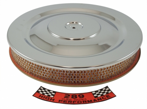 Luftrenare V8 krom/guld korrekt i gruppen Ford/Mercury / Ford Mustang 65-73 / Drivstoffsystem / Luftfilter / Luftfilter hos Jørgenrud Bil og Deler AS (C5ZZ-9600-GL)