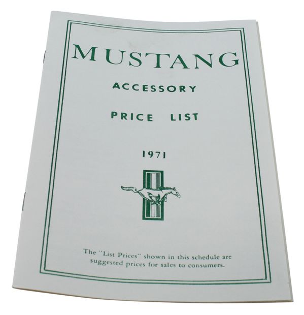 Prislista tillbehör Mustang 1971 i gruppen Tilbehør / Litteratur / Handböcker/Manualer Ford/Mercury hos Jørgenrud Bil og Deler AS (DF0101)
