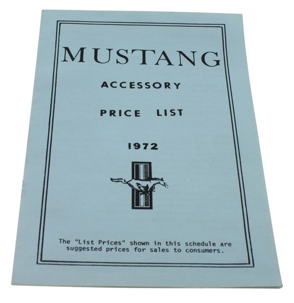 Prislista tillbehör Mustang 1972 i gruppen Tilbehør / Litteratur / Handböcker/Manualer Ford/Mercury hos Jørgenrud Bil og Deler AS (DF0102)