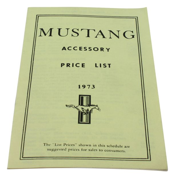 Prislista tillbehör Mustang 1973 i gruppen Tilbehør / Litteratur / Handböcker/Manualer Ford/Mercury hos Jørgenrud Bil og Deler AS (DF0103)