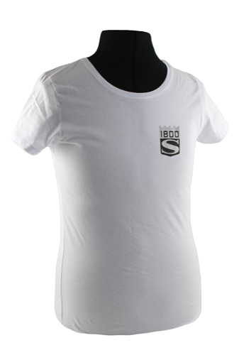 T-shirt dam vit 1800S emblem i gruppen Tilbehør / T-skjorter / T-skjorter P1800 hos Jørgenrud Bil og Deler AS (VP-TSWWT14)