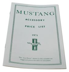 Prislista tillbehör Mustang 1971