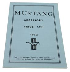 Prislista tillbehör Mustang 1972