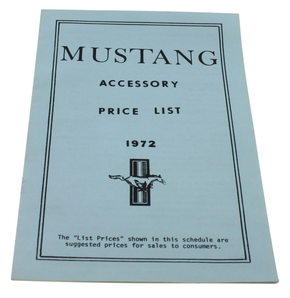 Prislista tillbehör Mustang 1972