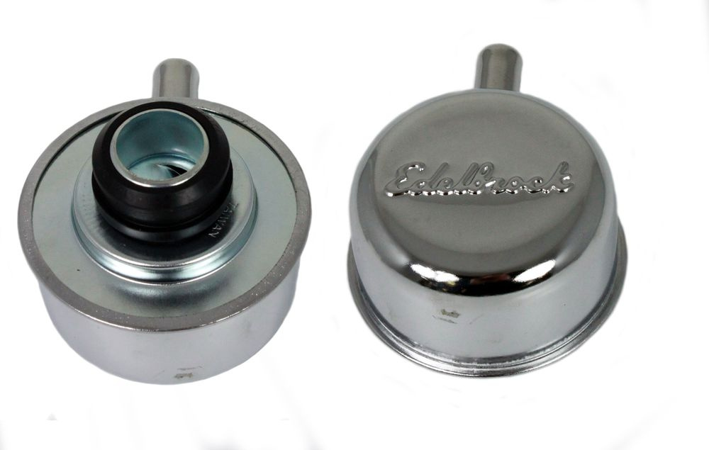 Oljelock Ventilkåpa Edelbrock, kromad med pip