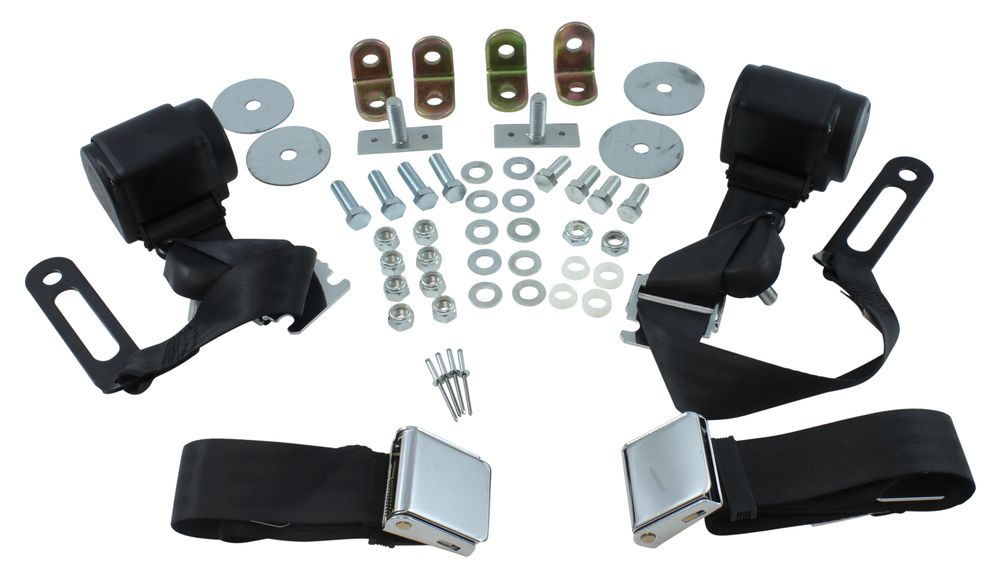 Säkerhetsbälte 3 punkt svart, Rullbälte