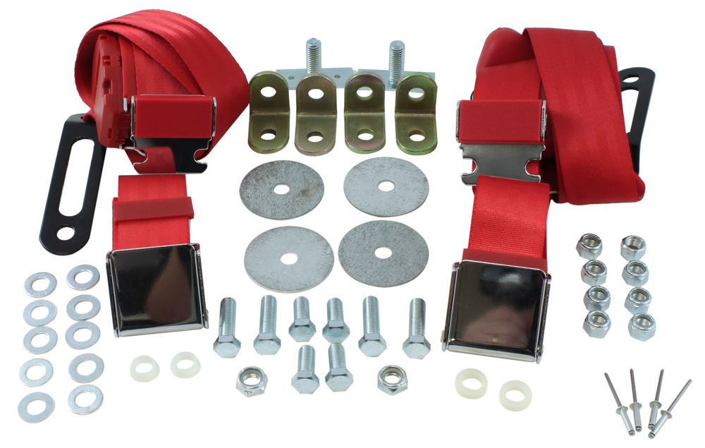 Säkerhetsbälte 3 punkt Ljusrött, Rullbälte