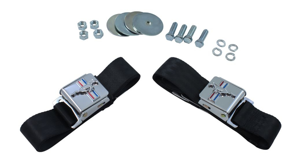 Säkerhetsbälte 2 punkt svart Mustang