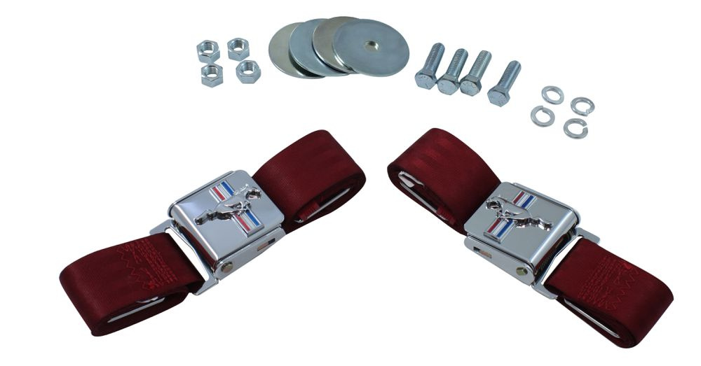 Säkerhetsbälte 2 punkt mörkröd 64-73 Mustang